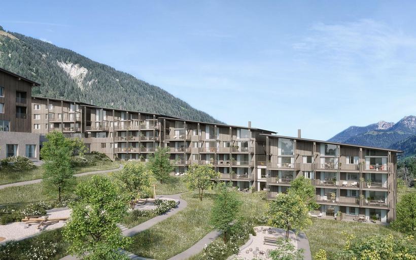 An der Lenk sind unter anderem 68 Wohneinheiten, eine auf Familien ausgerichtete Gastronomie und ein Aussenbereich mit Spielgeräten.