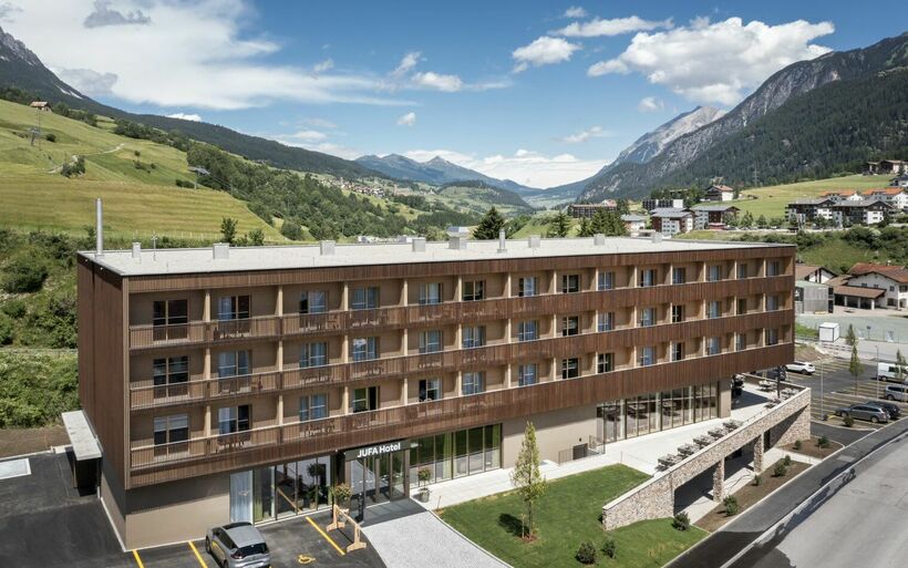 Das Holz im Hotel Jufa in Savognin stammt aus den umliegenden Wäldern. 