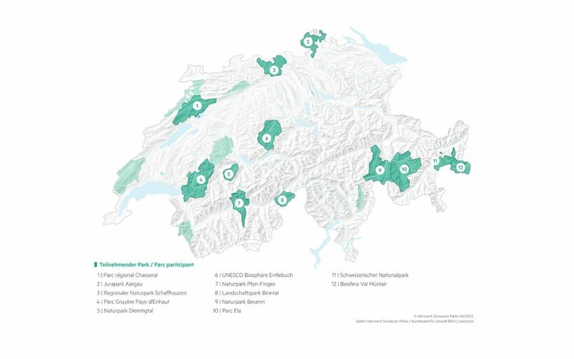 Karte Schweizer Pärke