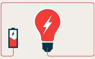 Symbolbild für Energie mit Batterie und Glühbirne