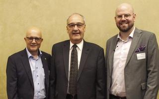 STV-Präsident Nicolò Paganini, Bundesrat Guy Parmelin und STV-Direktor Philipp Niederberger (v.l.).