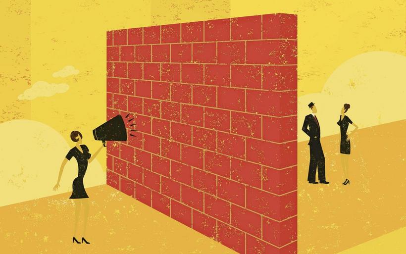 Symbolybild für Kommunikation mit Hindernissen